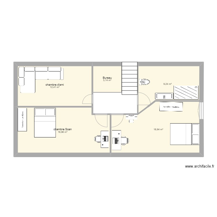 etage gisorsbis. Plan de 5 pièces et 59 m2