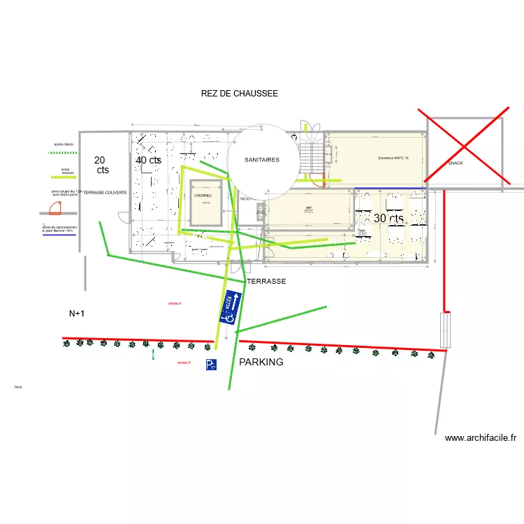 REZ DE CHAUSSEE   SANITAIRES LE VINTAGE. Plan de 