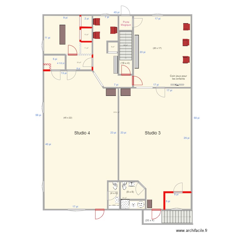 EDNL 2e étage le bon reaménagement. Plan de 21 pièces et 857 m2