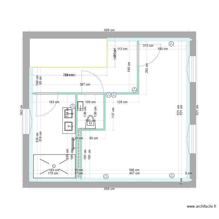 etage. Plan de 5 pièces et 30 m2