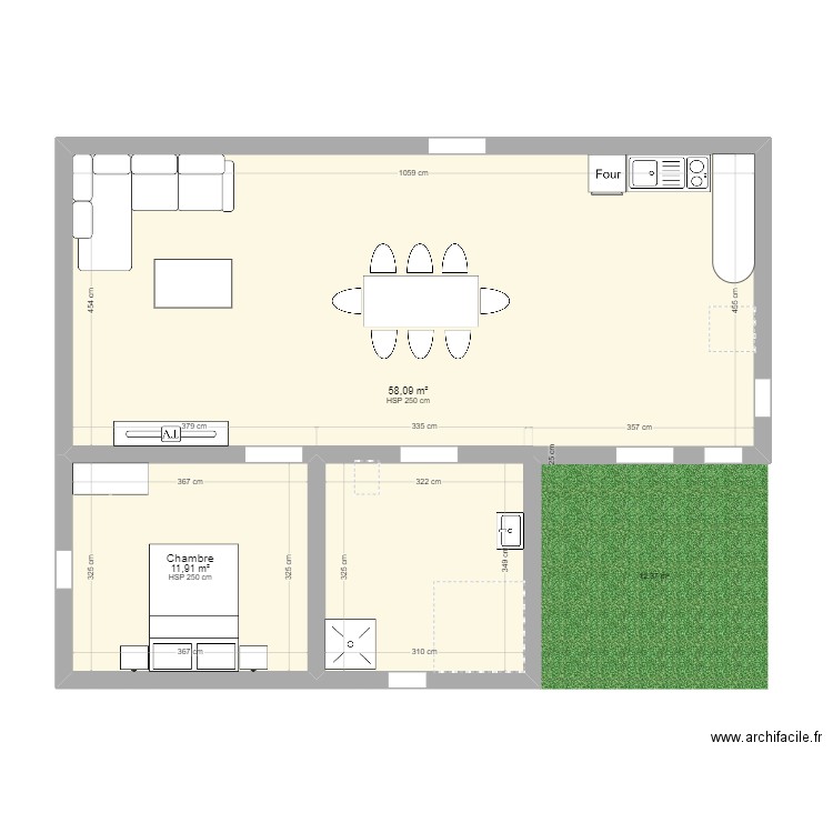 Domotique. Plan de 2 pièces et 70 m2