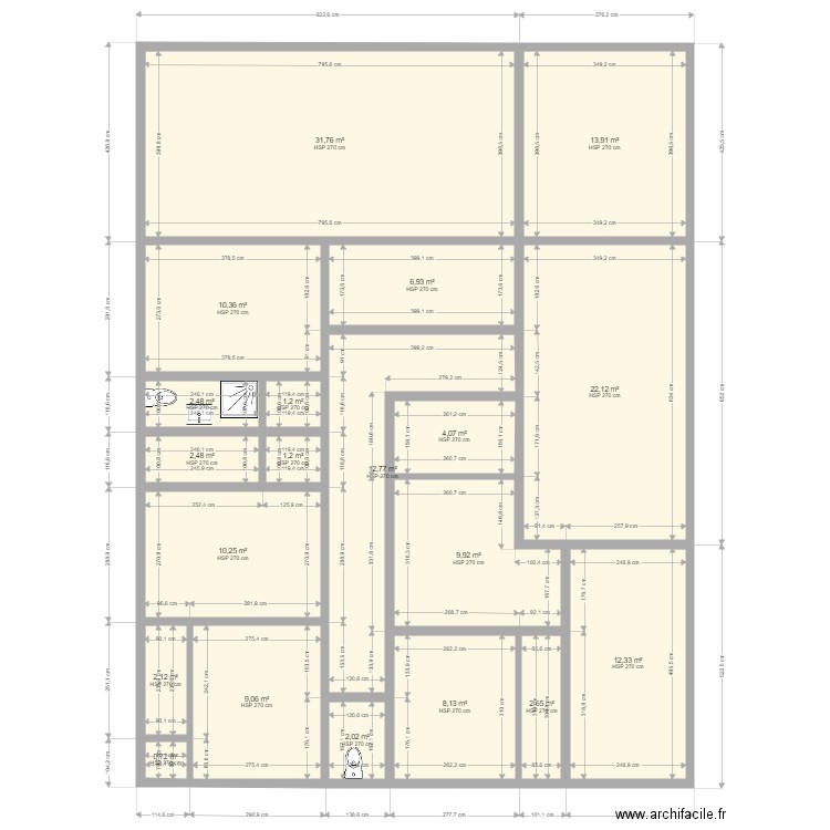 villa plain pieds jan 22 b. Plan de 20 pièces et 166 m2