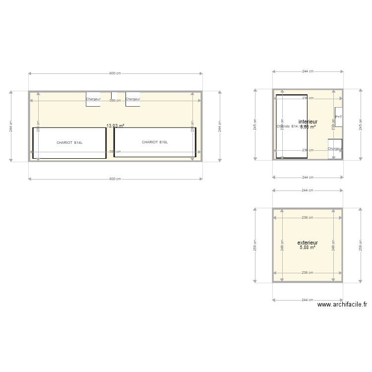 CHARIOT D3. Plan de 3 pièces et 25 m2