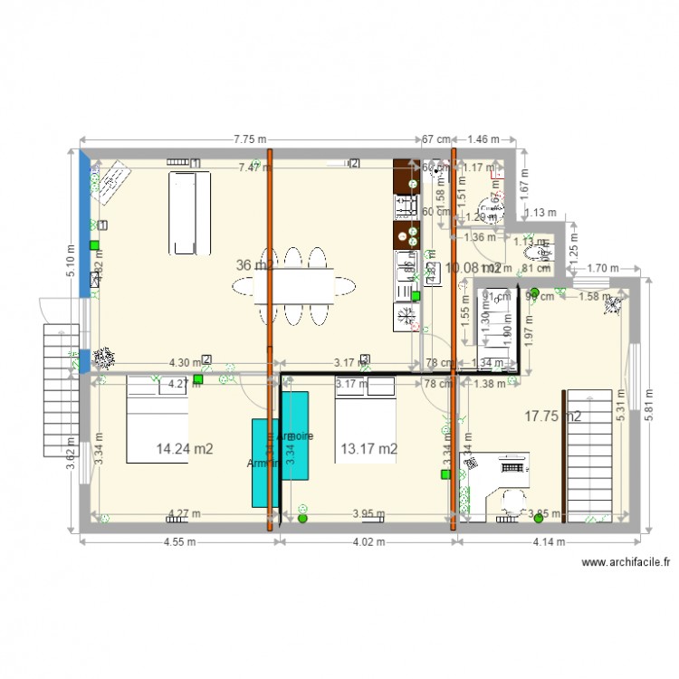 Comble aprés travaux. Plan de 0 pièce et 0 m2