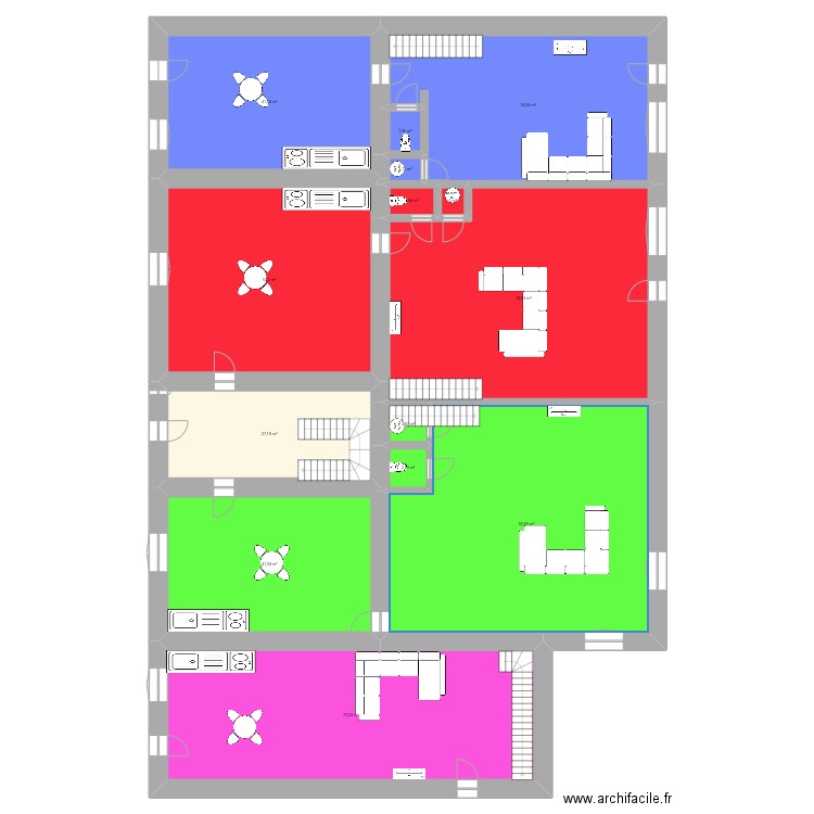 App. Plan de 14 pièces et 464 m2