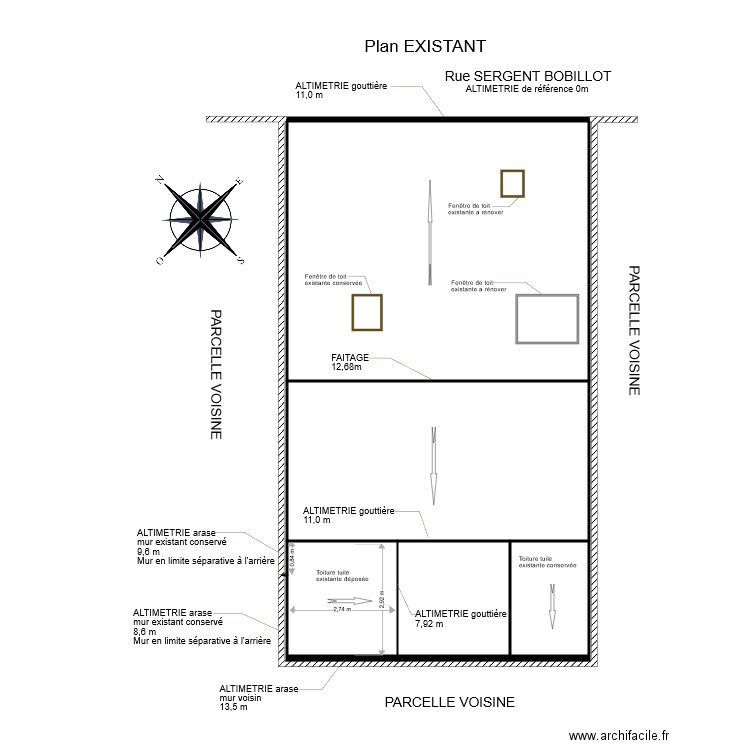 plan Electricité RDC Fond. Plan de 7 pièces et 110 m2