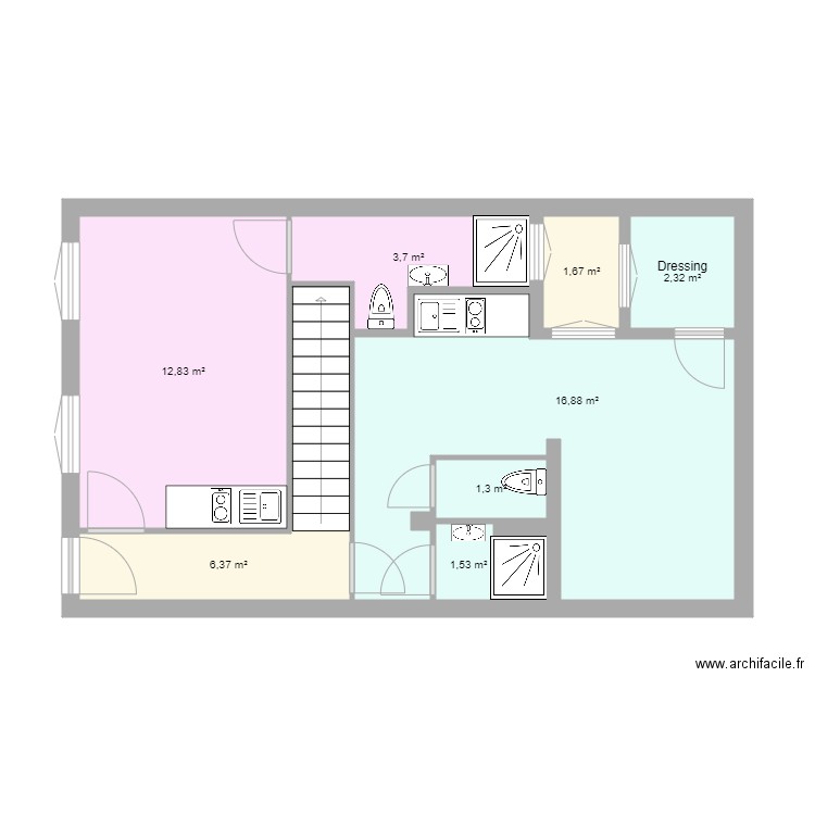 SAINT OUEN projet 2. Plan de 8 pièces et 47 m2