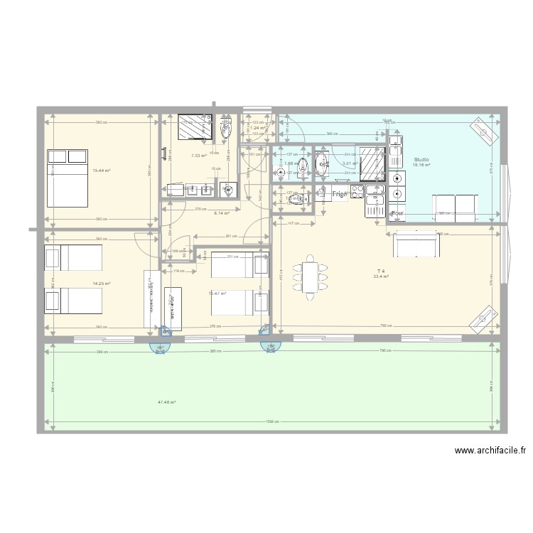 HANGAR HERPIN 1 ETAGE BIS T4 et T1. Plan de 0 pièce et 0 m2