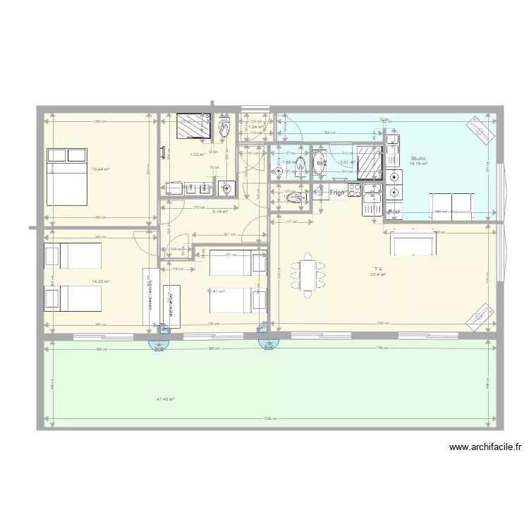 HANGAR HERPIN 1 ETAGE BIS T4 et T1. Plan de 
