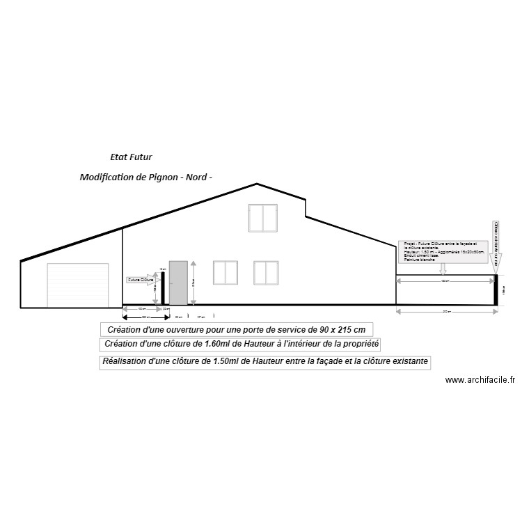 Pignon Modifier Porte et Clôture. Plan de 0 pièce et 0 m2