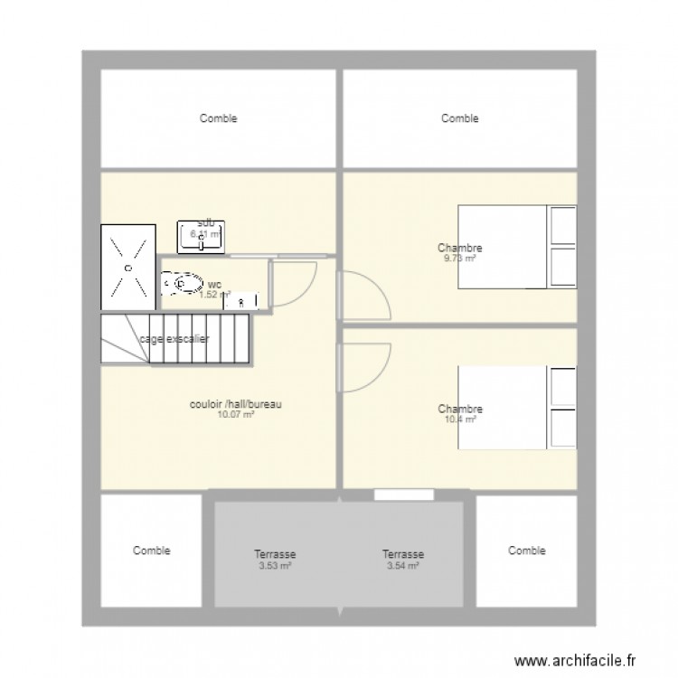 st jean de mont etage sdb fond terrasse. Plan de 0 pièce et 0 m2