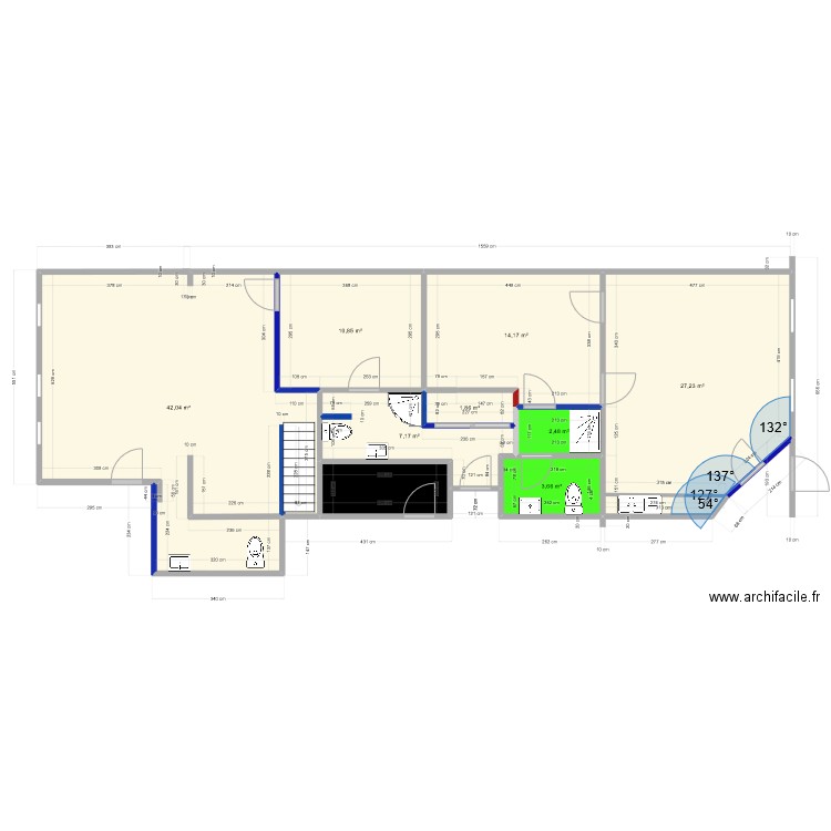 pontiac  final  sans les mur . Plan de 9 pièces et 114 m2