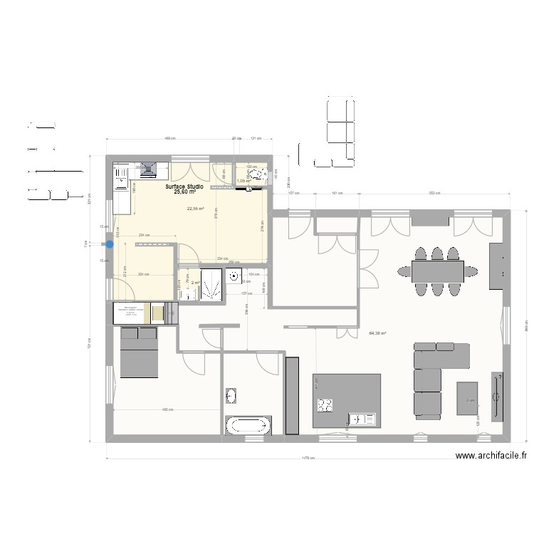                    Yvrac RDC 22 AVRIL 2021 ss m. Plan de 8 pièces et 121 m2