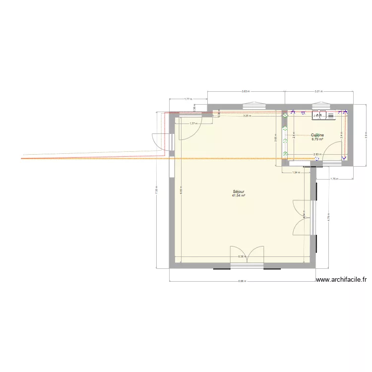 Electricite cuisine. Plan de 