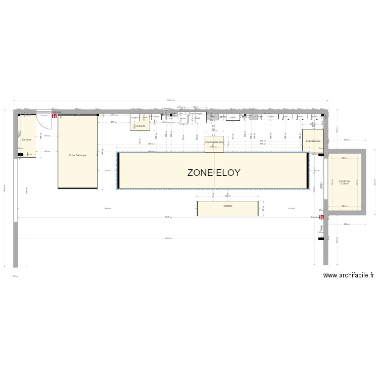 Magasin Bat 6. Plan de 1 pièce et 8 m2