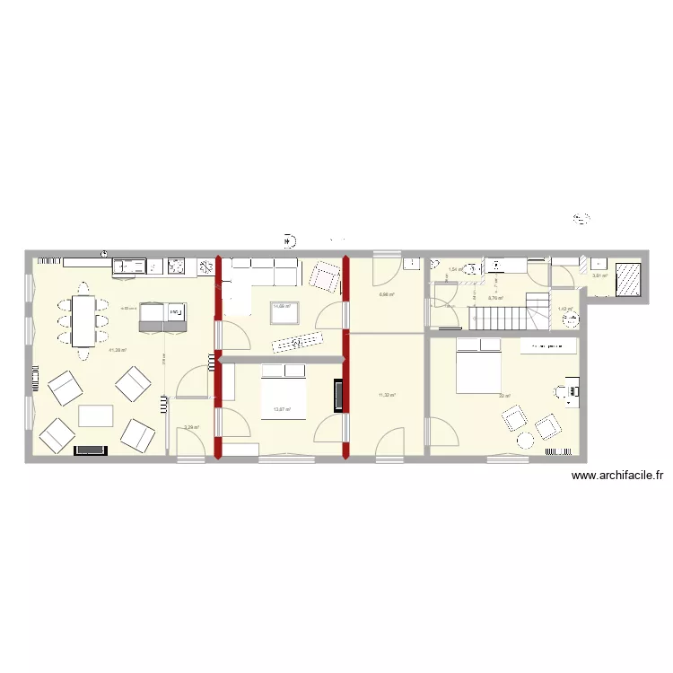 rdc initial Bmesures grand salon SDB. Plan de 