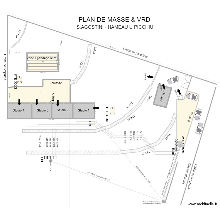 Plan Masse & VRD. Plan de 9 pièces et 467 m2