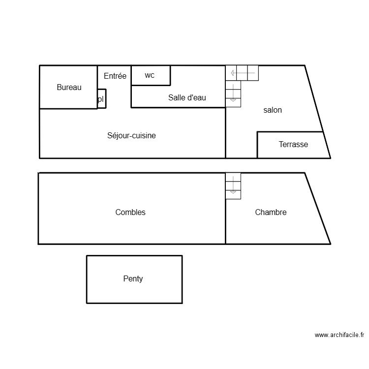 POULDREUZIC WAZILEWSKI. Plan de 6 pièces et 22 m2