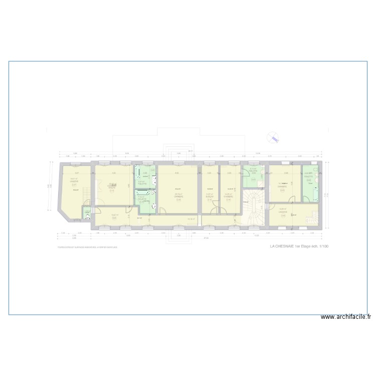 Chateau Chesnaie Etage 1. Plan de 13 pièces et 183 m2