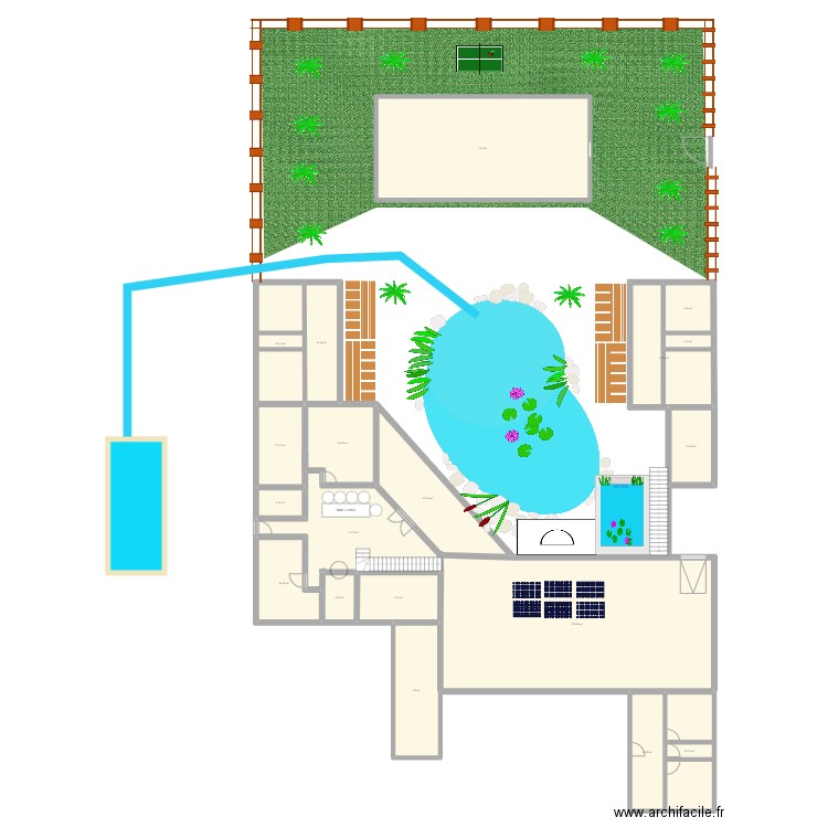 plan camp. Plan de 19 pièces et 442 m2