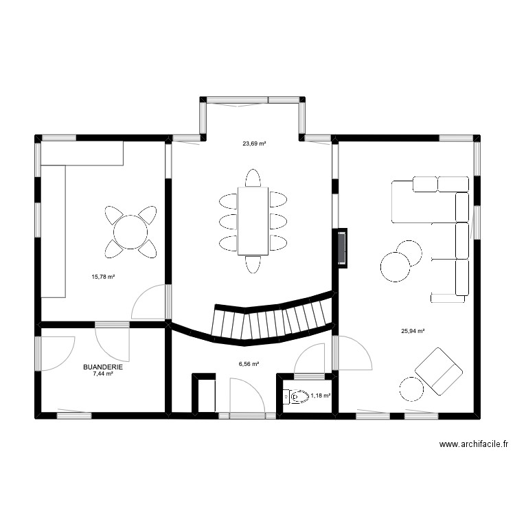 poirier 7. Plan de 6 pièces et 81 m2