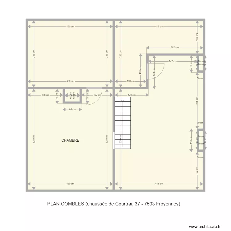 PLAN COMBLES chauss&eacute;e de Courtrai 37 &agrave; 7503 Froyennes. Plan de 