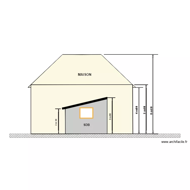 Maison plus SDB. Plan de 
