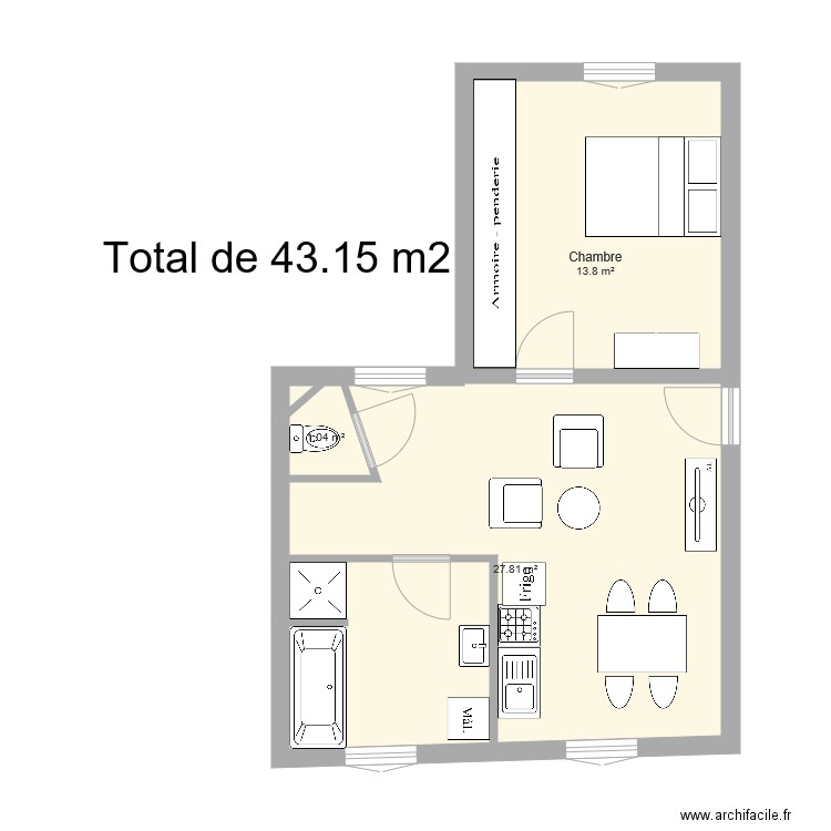 appartement gauche seconde idée. Plan de 0 pièce et 0 m2