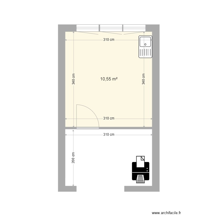 CUISINE SILLON AVANT. Plan de 1 pièce et 11 m2