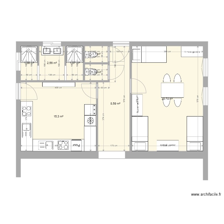 cuisine gandalou. Plan de 0 pièce et 0 m2