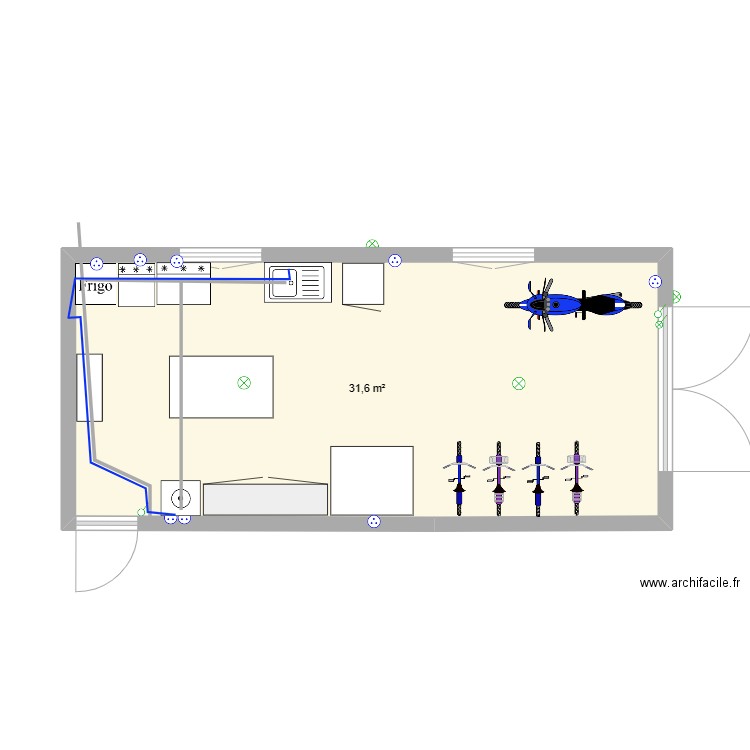 Garaga. Plan de 1 pièce et 32 m2