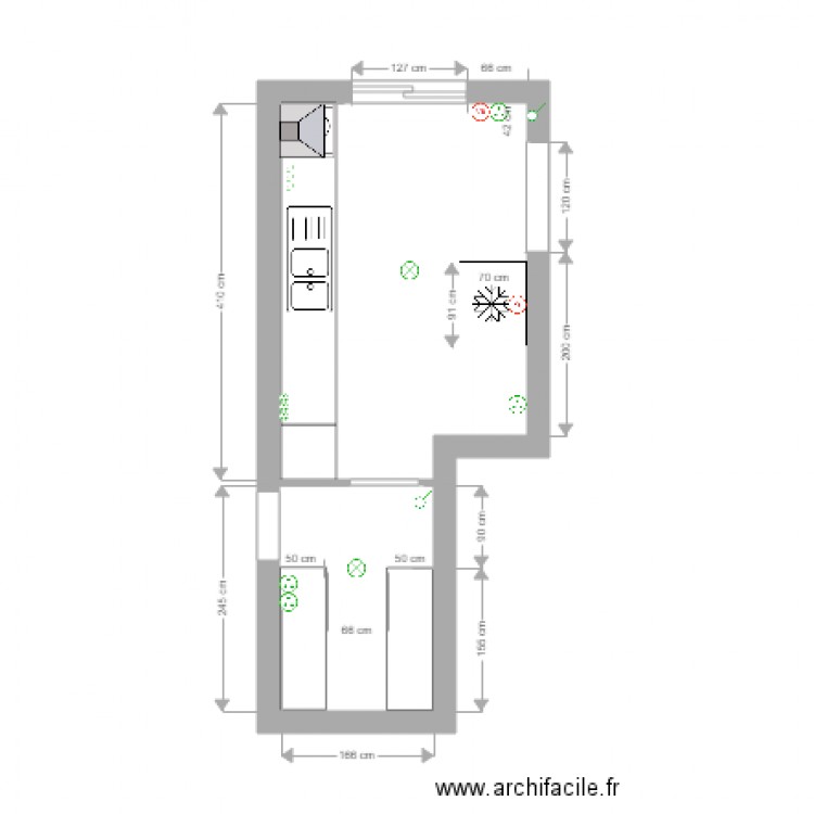 Cuisine plan ensemble Electricité. Plan de 0 pièce et 0 m2