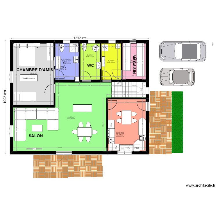 Nkolnda_RdC (pièces). Plan de 7 pièces et 104 m2