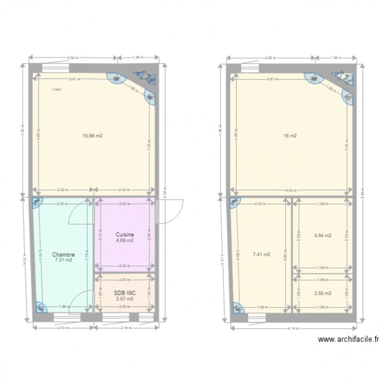 Bat B 201. Plan de 10 pièces et 62 m2