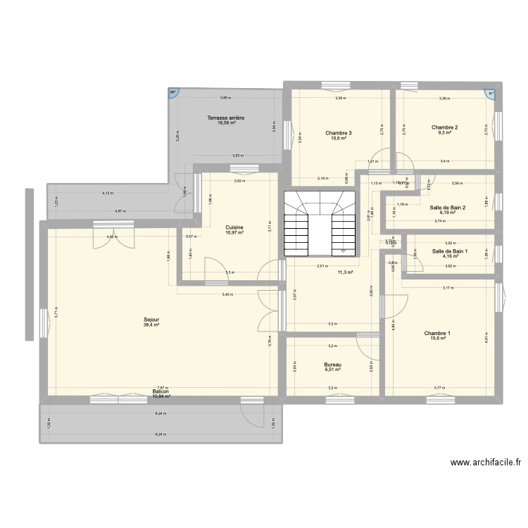 Ste Marie 1. Plan de 11 pièces et 140 m2