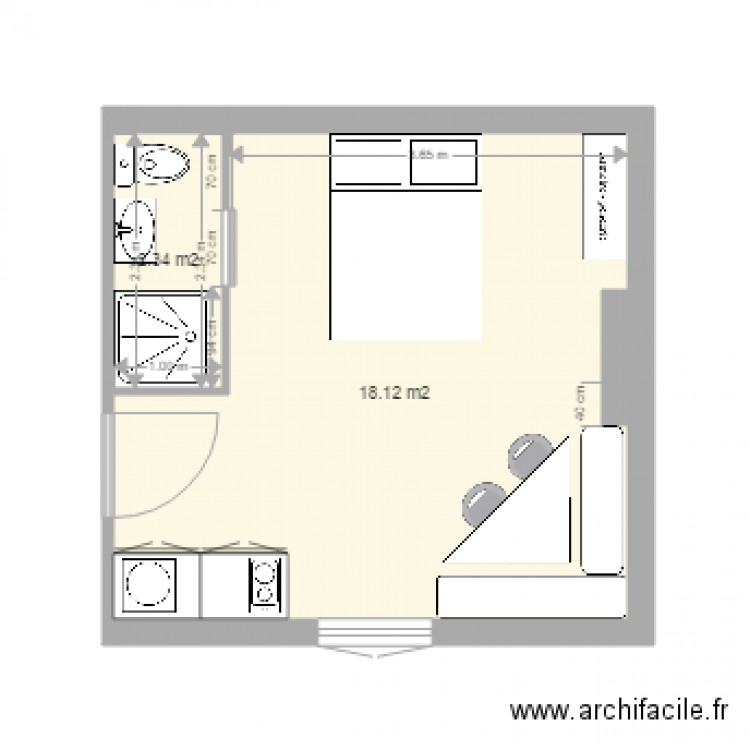 studio. Plan de 0 pièce et 0 m2