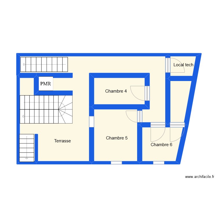 chateau haut. Plan de 4 pièces et 46 m2