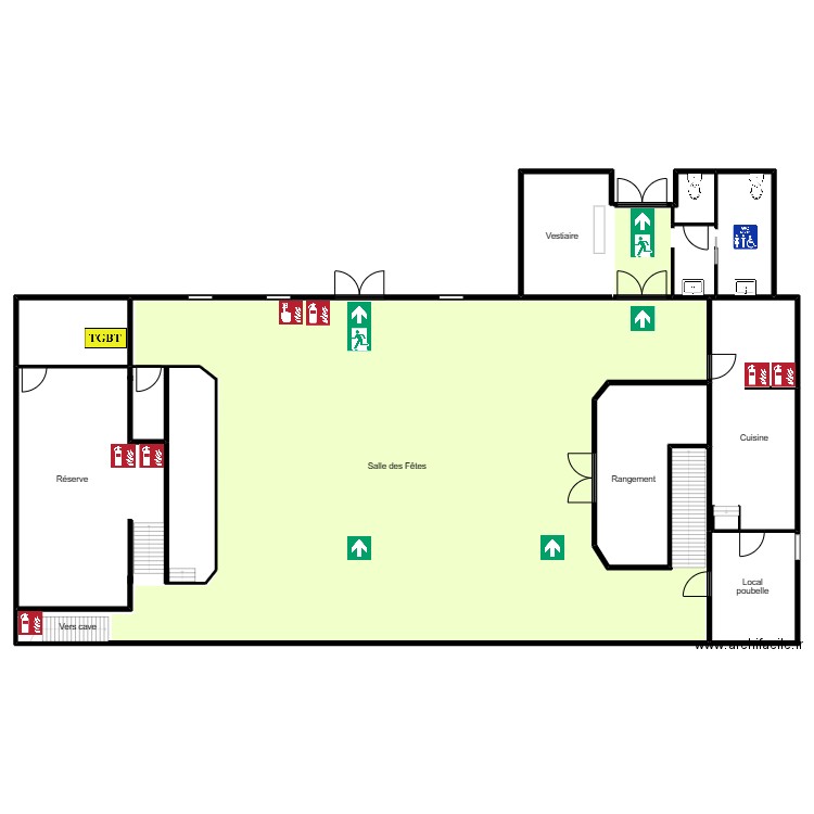 Chapelle. Plan de 9 pièces et 1037 m2