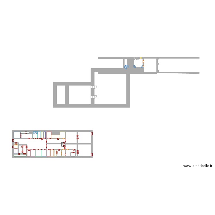 abattoir. Plan de 32 pièces et 19 m2