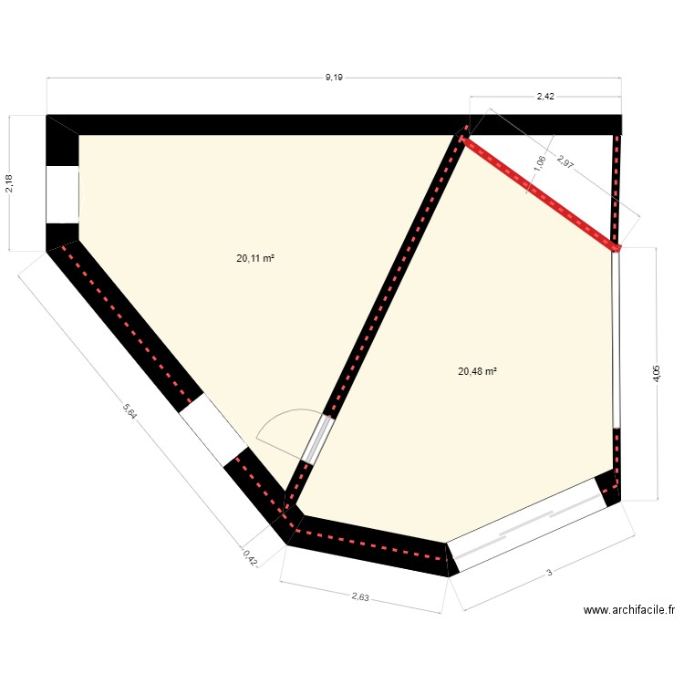 extension maison new. Plan de 2 pièces et 41 m2