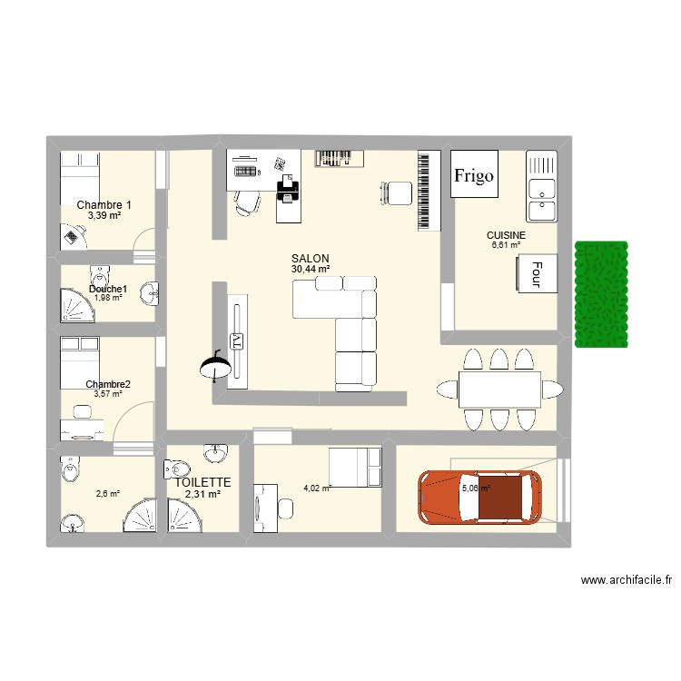 Premier architecture 2025. Plan de 9 pièces et 60 m2