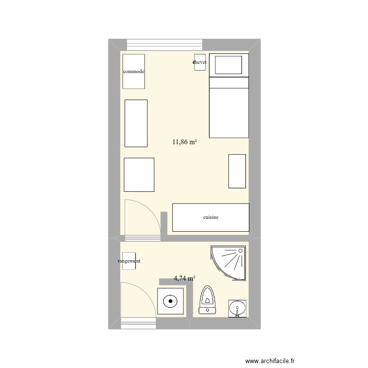 plan1. Plan de 2 pièces et 17 m2