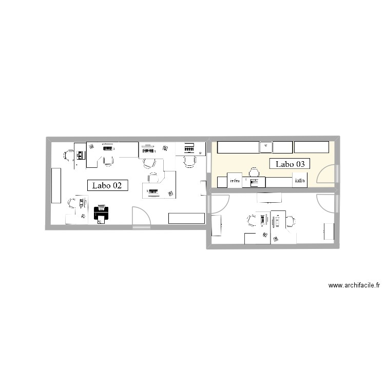 Proxilabo. Plan de 1 pièce et 3 m2