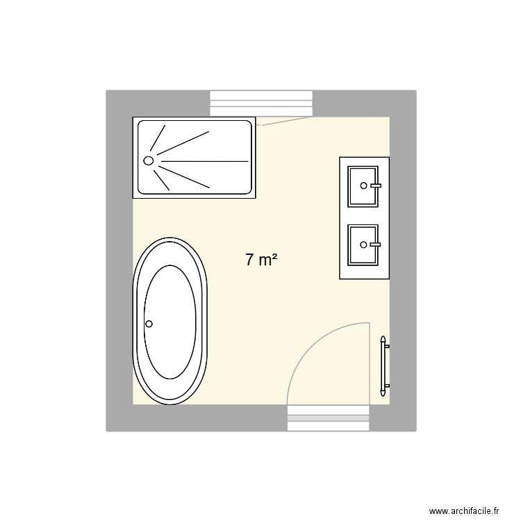 salle de bain 5. Plan de 1 pièce et 7 m2