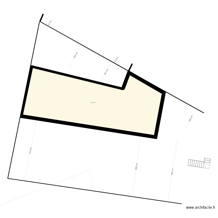 rdc du16 juin. Plan de 1 pièce et 105 m2