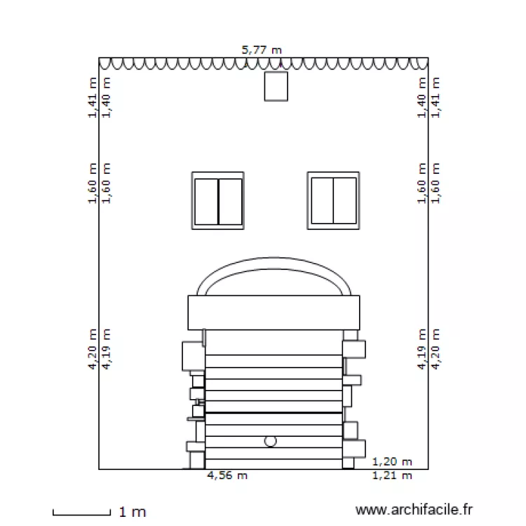 Facade projett&eacute;e. Plan de 