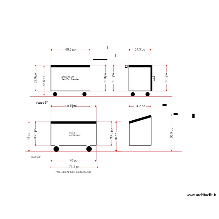 conteneur bleu Dr chevrier 2 verges chargement avant arrière. Plan de 0 pièce et 0 m2