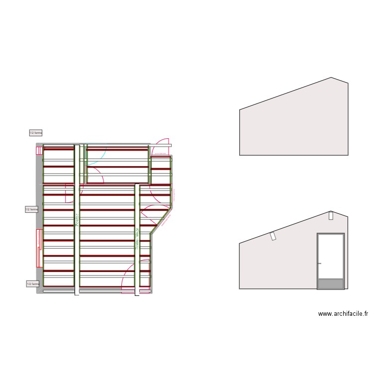 Séjour rails placo avec cotation bis. Plan de 0 pièce et 0 m2