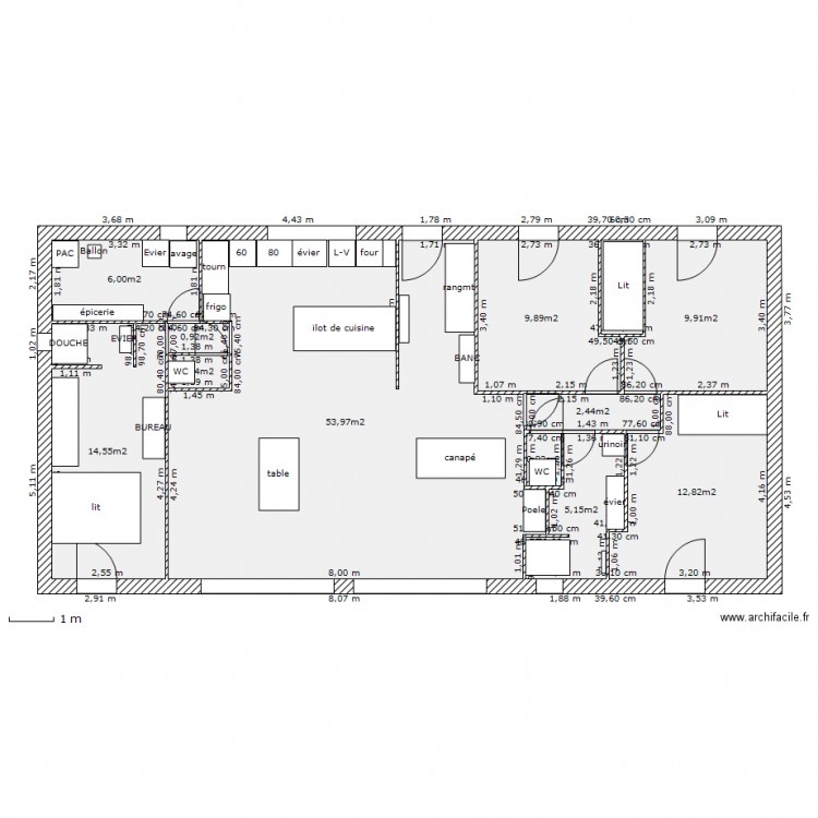 plan maison demets ctvl 8,3x16.80 m. Plan de 0 pièce et 0 m2