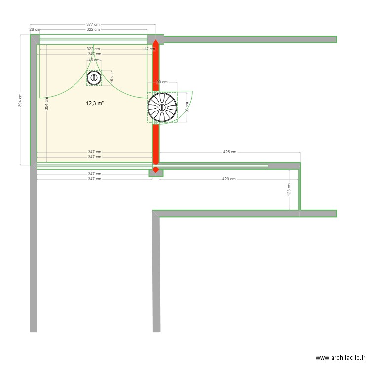 Entrée maison Rémi. Plan de 1 pièce et 12 m2